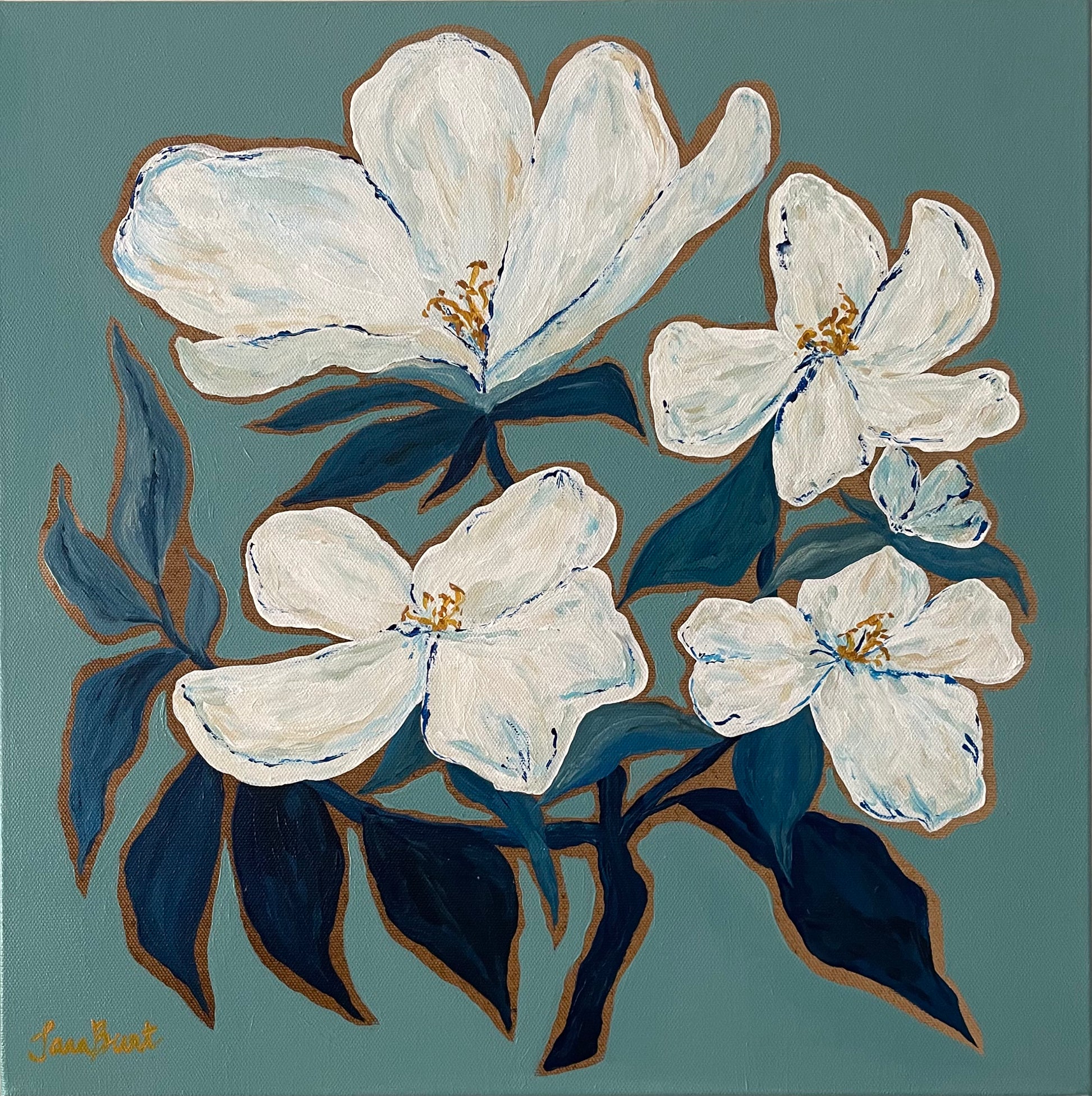 Bleu Blossoms on canvas no.1