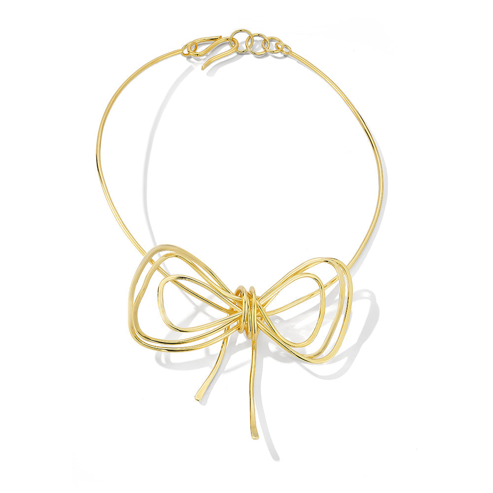 Bow Necklace – Wire-Formed Collar Statement