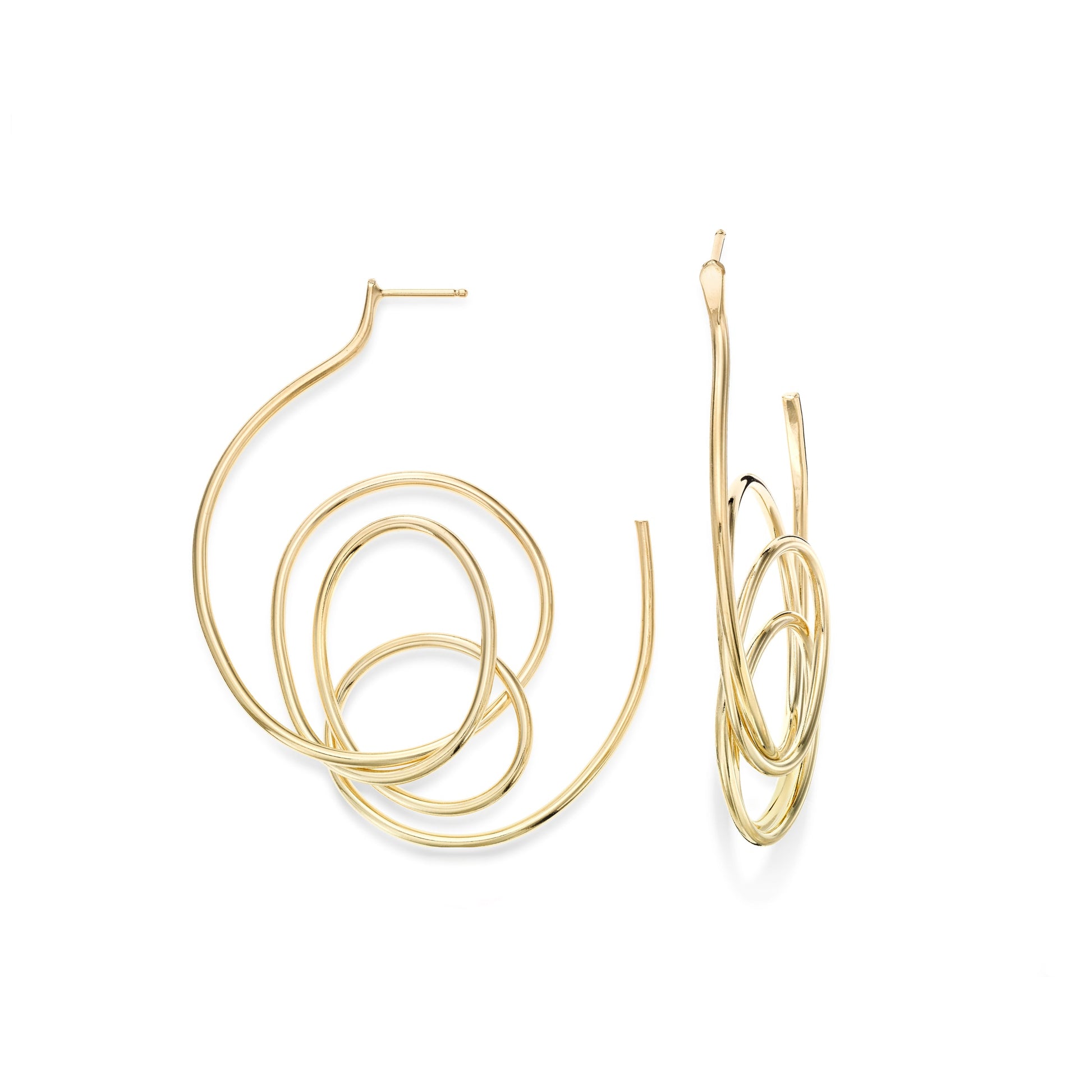 Cyclone Hoop Stud Earrings – Spiraling Wire Design