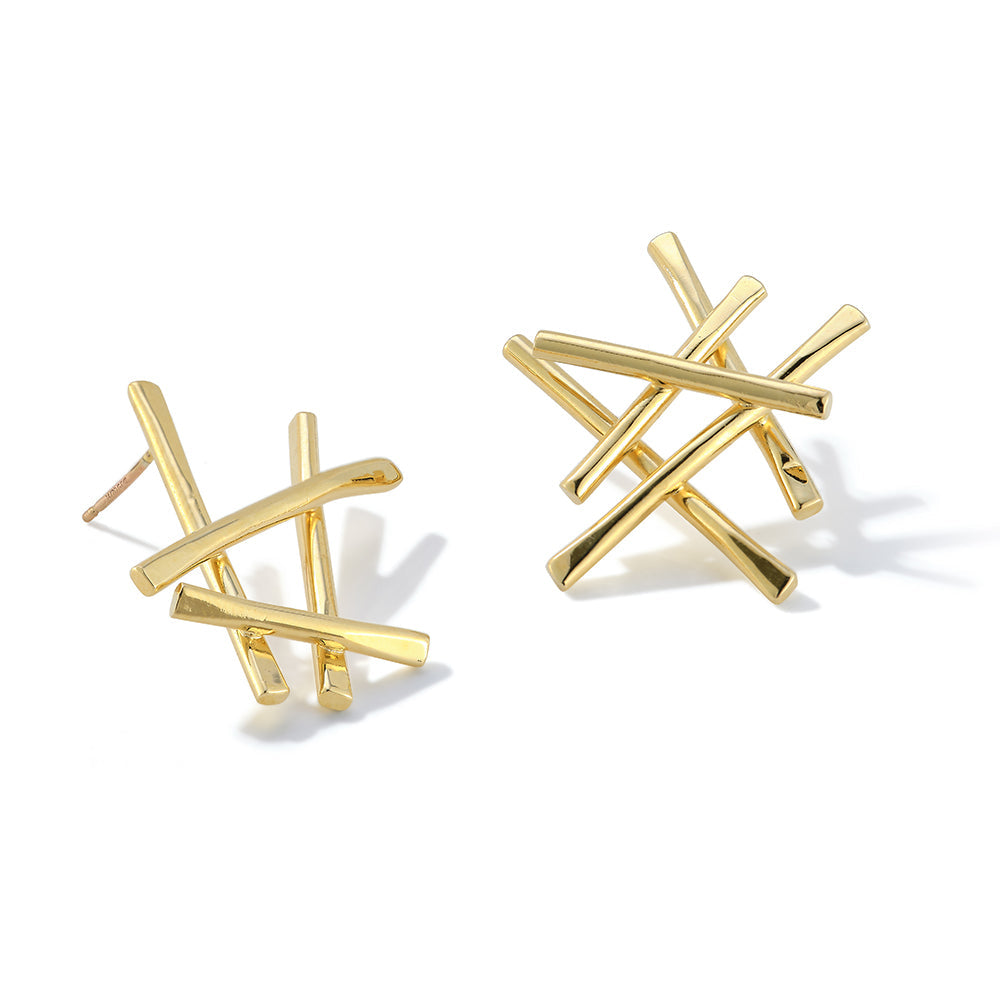 Jax Earrings – Asymmetrical Brass Studs
