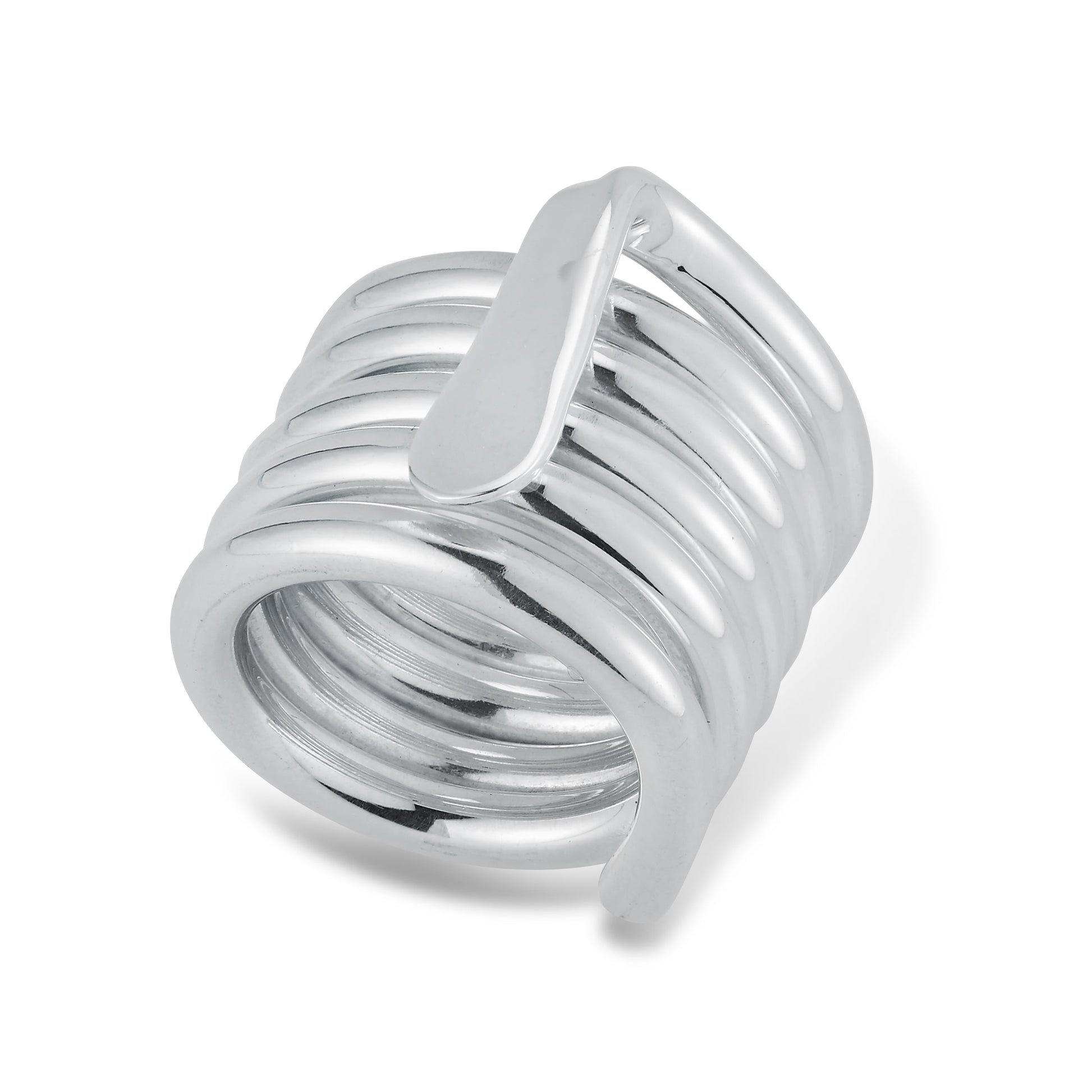 Cross Over Ring – Handcrafted Sterling Silver Coil with Folded Detail