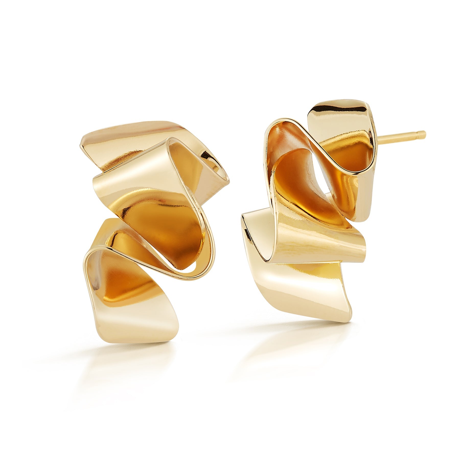 Ruffle Those Feathers Stud Earrings – Twisted and Folded Metal Design