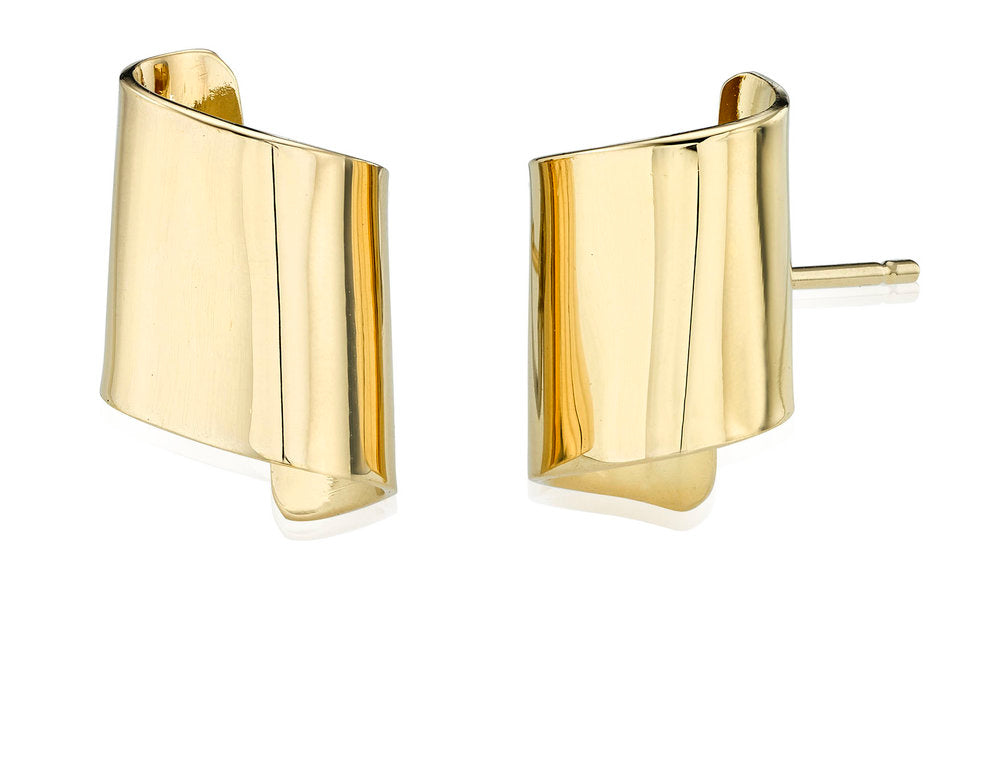 Coils Stud Earrings – Sculptural Folded Brass Posts