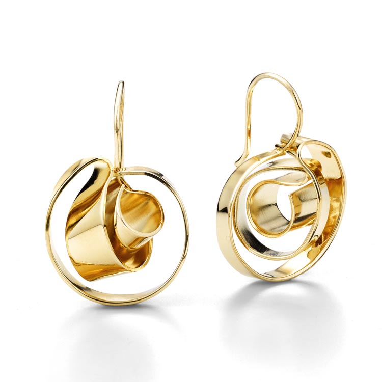 Mobius © Drop Earrings – Sculptural Folded Brass